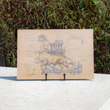 Affiche impression bois "Croquis du minotaure en couleur "